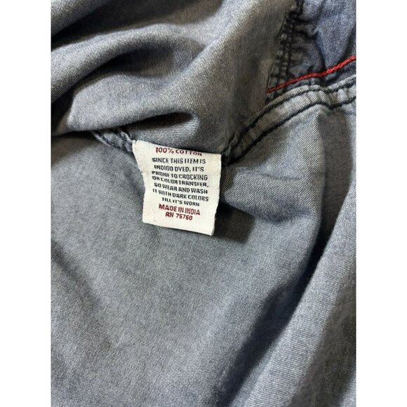 Thread And Cloth Men’s Embroidered Long Sleeve Pearl Snap Faded Wash Medium jean - Picture 5 of 7